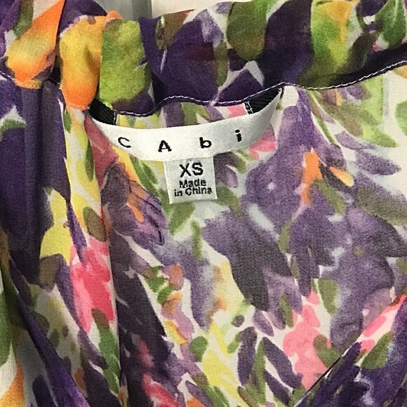 CAbi colorful V-neck sleeveless tank blouse, XS - Picture 4 of 6